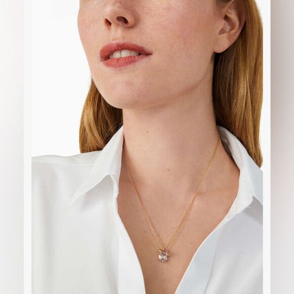 NWT Disney X Kate Spade New York Minnie Pendant Necklace in Silver Jewel - Picture 2 of 6